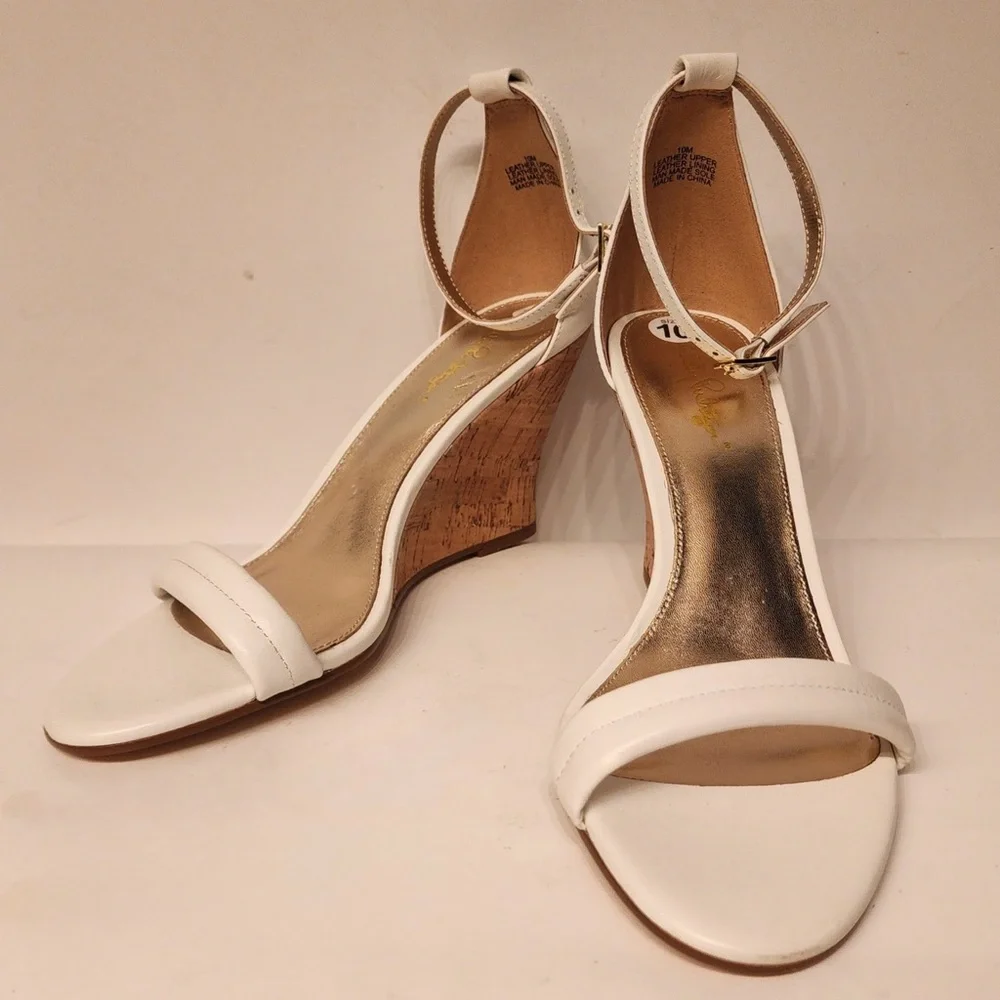 Lilly Pulitzer Jenna Wedge Sandals Women’s White Size 10